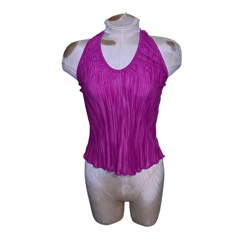 Women's Pink Pleats Top Stretchy Y2k Size Large USA‎ Costume gallery